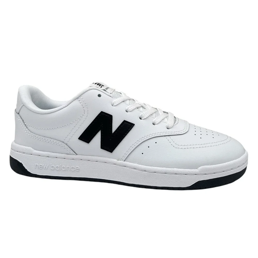 New Balance Mens BB80 Casual Leather Sneakers Size 9 White Black Low Top Fashion